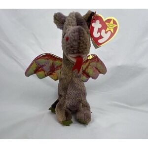 Vintage TY Beanie Baby SCORCH The Dragon Plush Stuffed Animal Toy Free Shipping